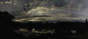 PanoIMG_2161_340-760 Panoramic Image of the Sun Setting over Thunder Mountain Lake at Peters Valley Craft Center